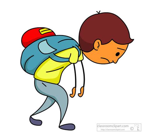 School Clipart Tired School Boy With Heavy Backpack Classroom Clipart