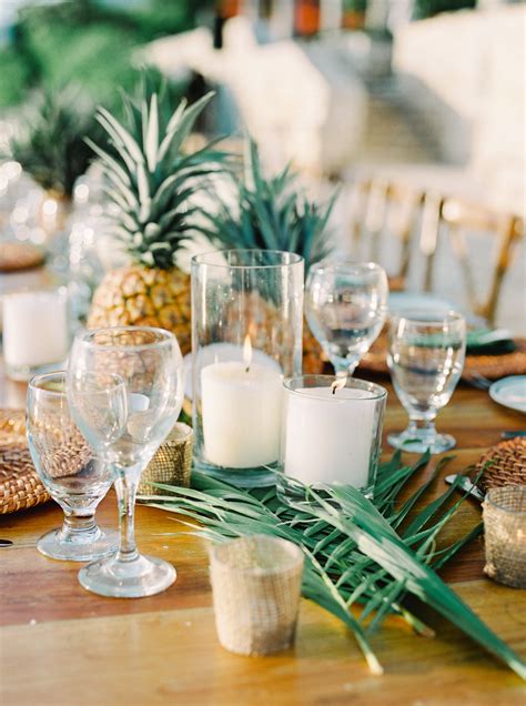 Tropical Wedding Table Reception Decor Ideas With Pineapples Pineapple