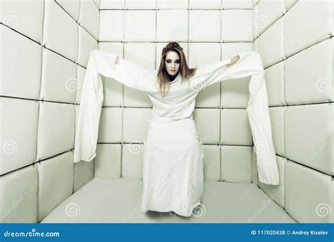 Young Woman In Straitjacket Stock Photo Image Of Mental Bizarre