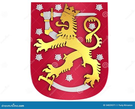 3d Finnish Coat Of Arms Stock Illustration Illustration Of Coat 34029371