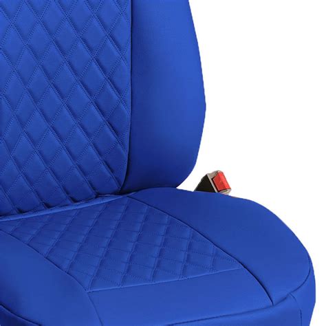 Deluxe Faux Leather Diamond Pattern Car Seat Cushions Front Set Blue