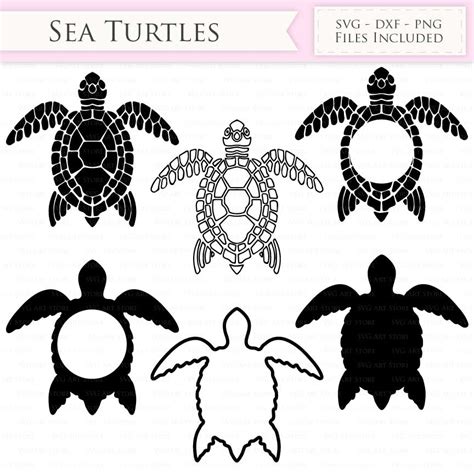 Sea Turtle SVG Files - swimming turtle, sea turtle monogram cut files
