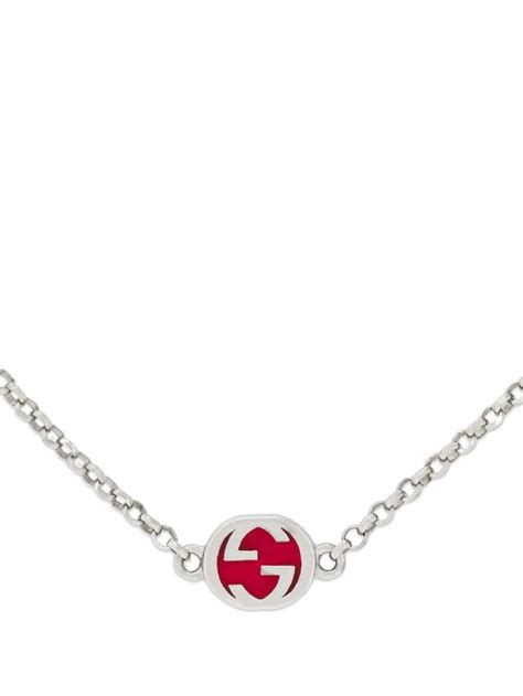 Gucci Sterling Silver Interlocking G Necklace Farfetch
