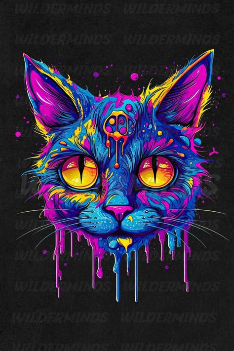 Illustration Of A Magical And Mysterious Purple Cat Cat Vector Free