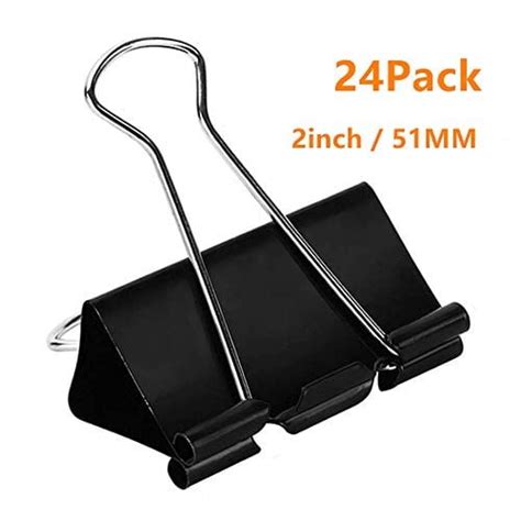 Coofficer Extra Large Binder Clips 2 Inch 24 Pack Big Paper Clamps