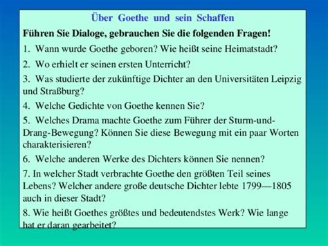 Johann wolfgang von goethe, einer der berühmtesten deutschen dichter, wurde am 28. Открытый урок в 9 классе