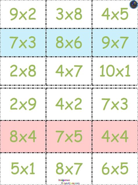 Loteria Tablas De Multiplicar 4 Imagenes Educativas