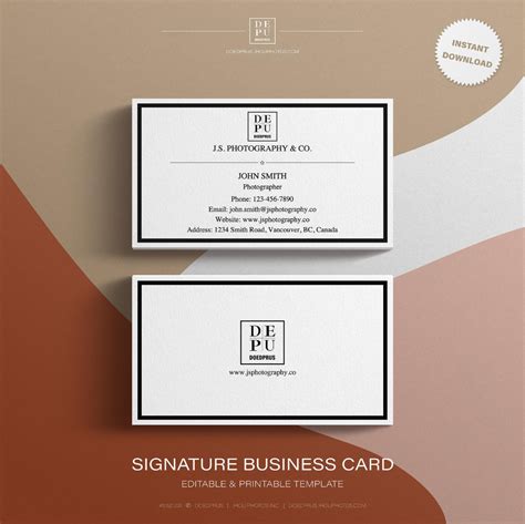 Customize your standard business cards with with our stunning designs. Editable Printable Signature Business Card Template in US Standard Size 3.5x2.0 Inch,Double ...
