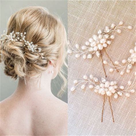 New Fashion Bridal Hair Accessories Pearl Beaded Crystal Hairpin Flower Hair Pin Stick Wedding