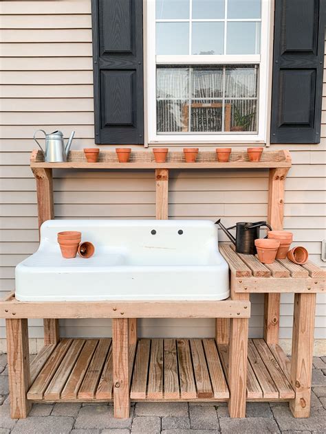 DIY potting bench in 2020 | Potting bench, Antique farmhouse sink, Potting bench with sink