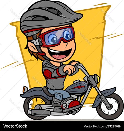Cartoon Boy Character Riding On Retro Motorbike Vector Image