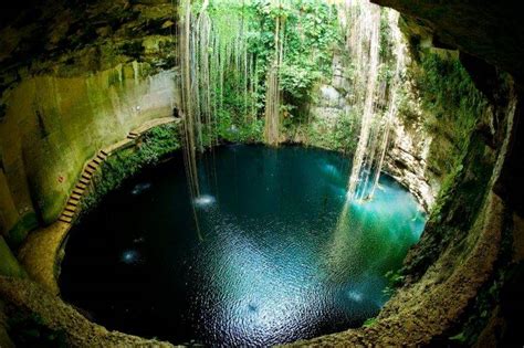 Cenotes Pit Sinkholes Mexico Water Circle Cave
