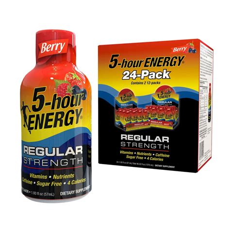 5 Hour Energy Shot Regular Strength Berry 1 93 Oz 24 Pk