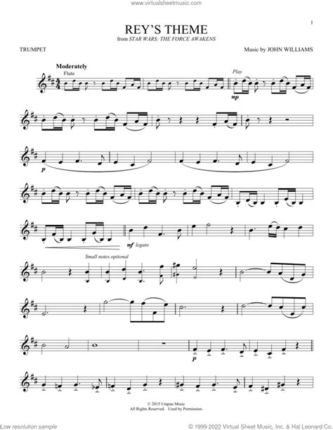 Reys Theme From Star Wars The Force Awakens Sheet Music For Trumpet