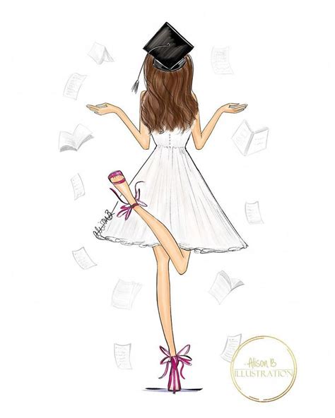 Graduation Fashion Sketch By Alison B Illustration Graduation Sketch