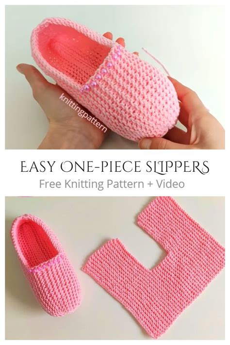 Knit One Piece Slippers Free Knitting Patterns Video Knit