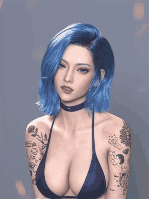 Girl All Fours Animated Animated Gif Blue Hair Blush My XXX Hot Girl