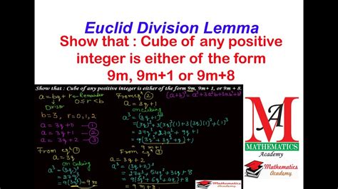 Prove That Cube Of Any Positive Integer Is Either Of The Form 9m 9m 1 Or 9m 8 Youtube