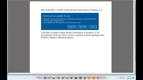 Disableenable Update Restart Notification In Windows 11 Youtube
