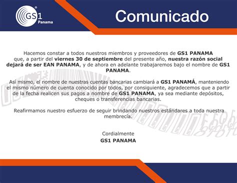Comunicado Cambio De Razón Social Gs1 Panama Gs1 Panama