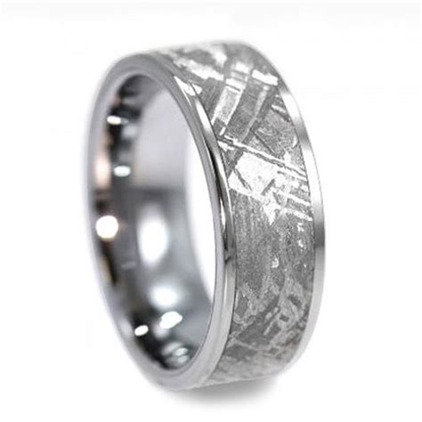 Mens Tungsten Wedding Band Meteorite Ring With Tungsten Carbide