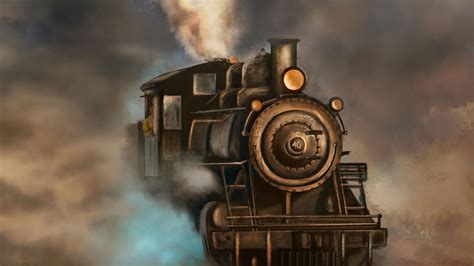 Download Wallpaper 1366x768 Steam Locomotive Train Rails Smoke Art