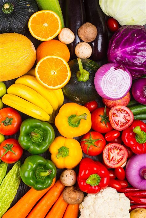 Colorful Fruits And Vegetables Background Healthy Antiaging Alternatives