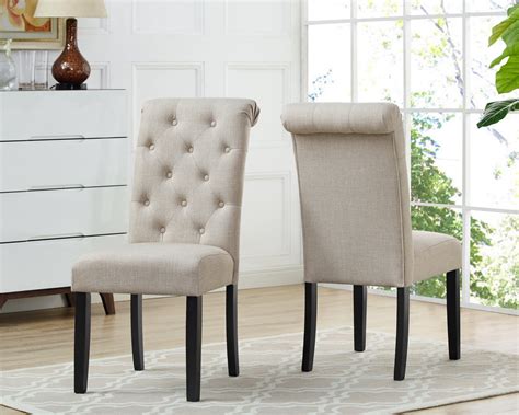 Tinga Dining Chairs Set Of 2 Beige Linen Candace And Basil