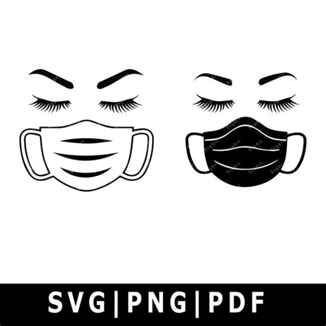 Face Mask Svg Png Pdf Eyelashes With Facemask Svg Quarantine Mask