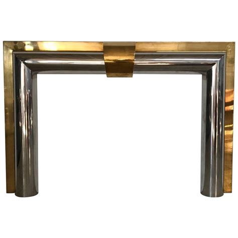 2thick,laminated with thin stainless on the plastic laminate base. 1970s American Polished Brass and Steel Fireplace Mantel ...