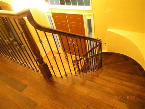 Wood Stairs And Rails And Iron Balusters Custom Curved Stair Medford Nj