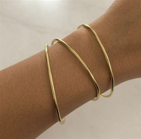 Simple Gold Minimal Cuff Bracelet Set Of 3 Gold Bracelet Etsy