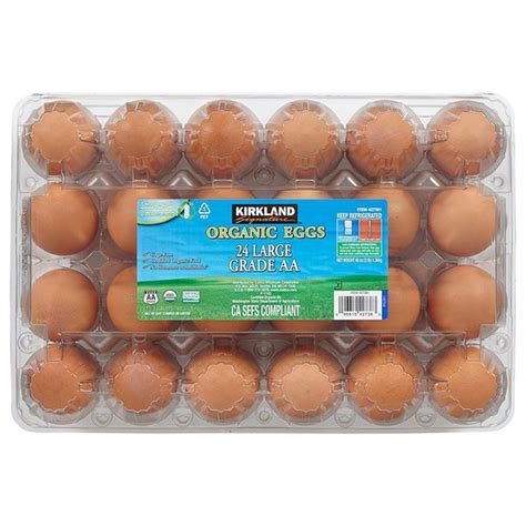 Kirkland Signature Organic Free Range Eggs Usda Grade Aa Large 24 Ct