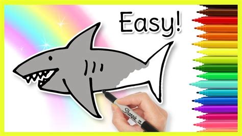 How To Draw A Shark Easy Kids Drawing Tutorial Youtube