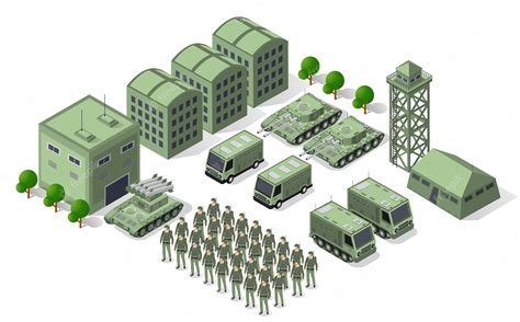 Premium Vector Set Of Army Armed Troop Isometric Armed Military