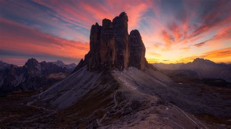 Canyon Dolomites Earth Italy Rock Sunset Wallpaper