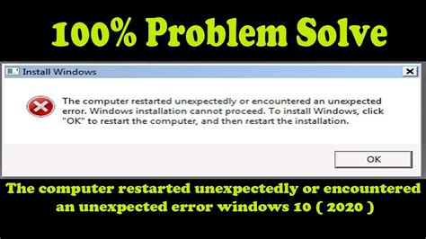 The Computer Restarted Unexpectedly Or Encountered An Unexpected Error Windows Youtube