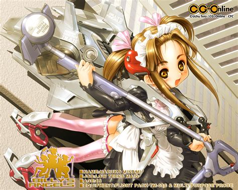 apron billys angels bow brown eyes brown hair headdress maid mechagirl panties ribbons