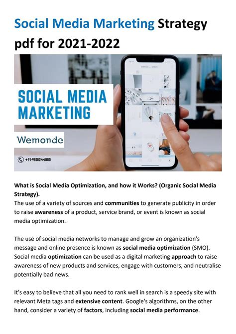 Social Media Marketing Strategy Pdf For 2021 2022 By Raviwemonde Issuu
