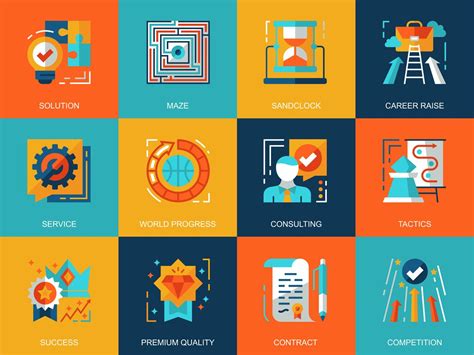 Business Process Icon Set 273494 Vector Art At Vecteezy