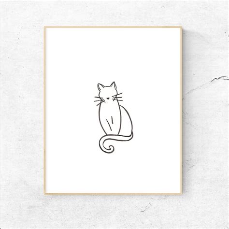 Cat Line Drawing Etsy