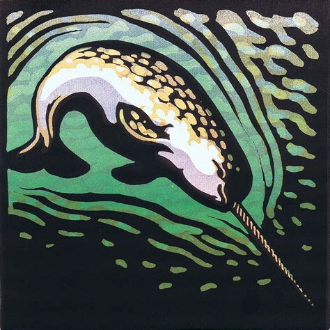 Narwhal Linoleum Block Prints With Multiple Blocks By Christopher