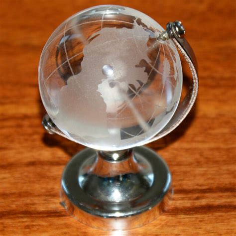 40mm Clear Earth Globe World Map Crystal Glass Paperweight Stand Desk Decor S Ebay
