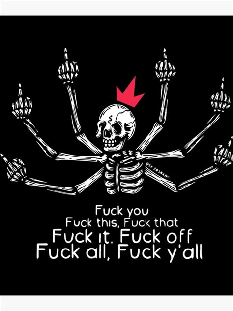 skull skeleton middle finger fuck you poster for sale by myndss redbubble
