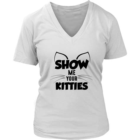 Show Me Your Kitties Black V Neck Cat Shirt V Neck Cat Shirts Women