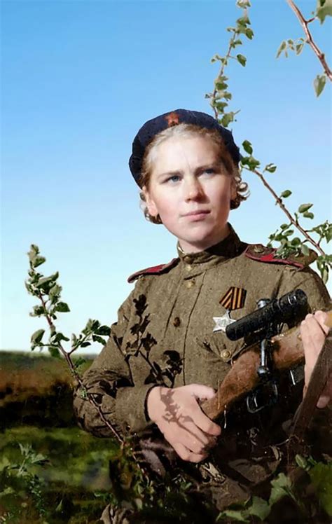 Colorized Photos Of Legendary Soviet Female Snipers From Wwii