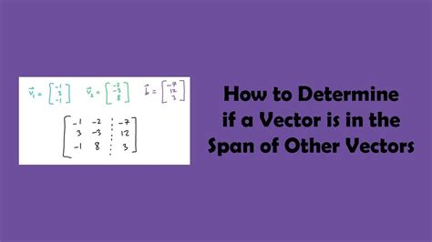 How To Determine If A Vector Is In The Span Of Other Vectors Youtube