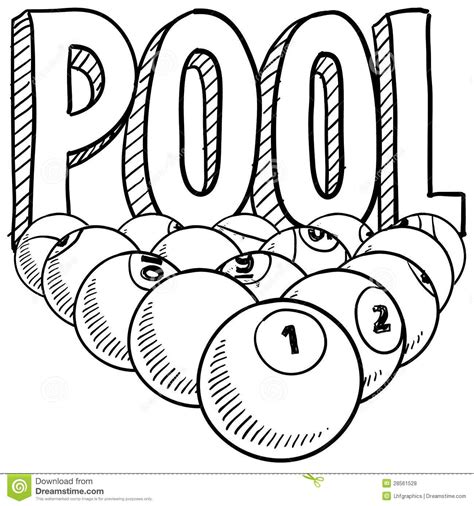Pool Billiards Sketch Stock Vector Illustration Of Colors 28561528 Pool Drawing Billiards