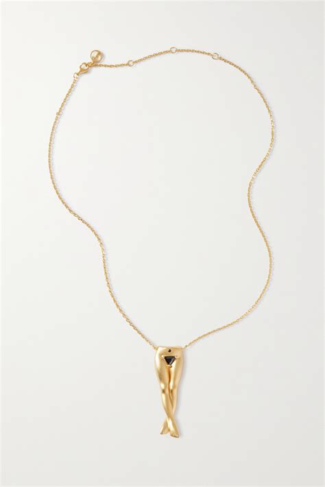 Anissa Kermiche Pr Cieux Pubis Gold Plated Onyx Necklace Net A Porter