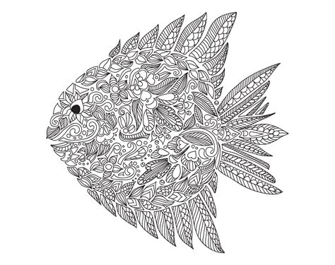 They have immense healing potential! Zentangle fish - Zentangle Adult Coloring Pages - Page 2